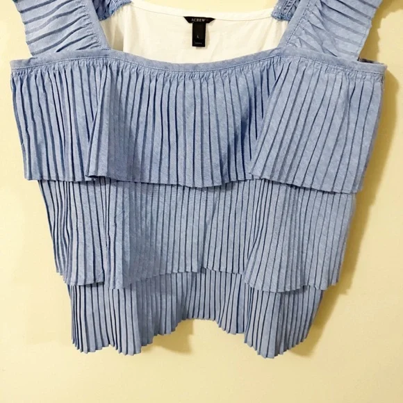 J Crew Womens Blue Sleeveless Tank Shirt Size Large Summer Beach Vacation - Picture 3 of 5